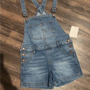 Denim Short Overalls - Light Blue